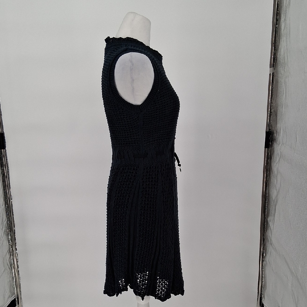 RED Valentino Navy Crochet Cotton Fit & Flare Dress Made in Italy Size Large - Picture 4 of 13